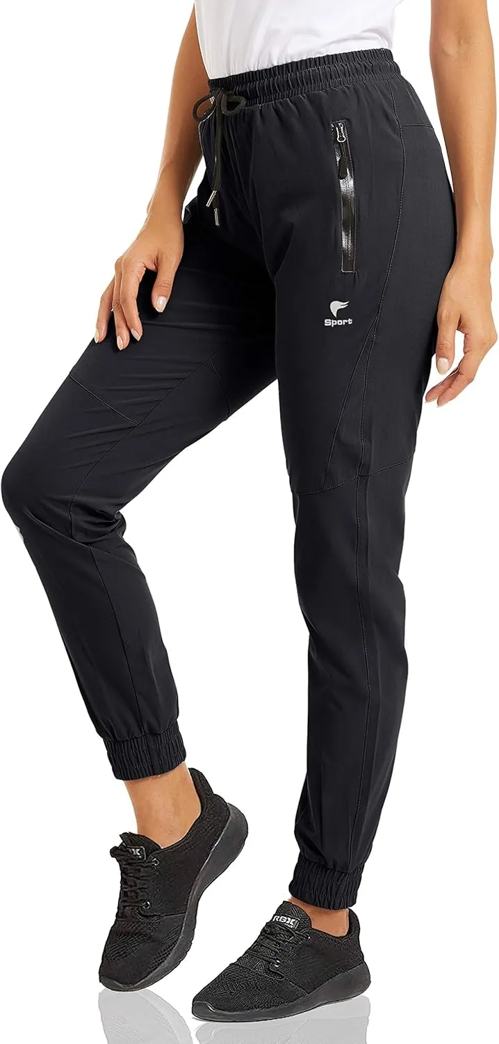 MAGCOMSEN Women's Hiking Cargo Joggers Quick Dry Lightweight Water Resistant Running Athletic Pants with 2 Pockets