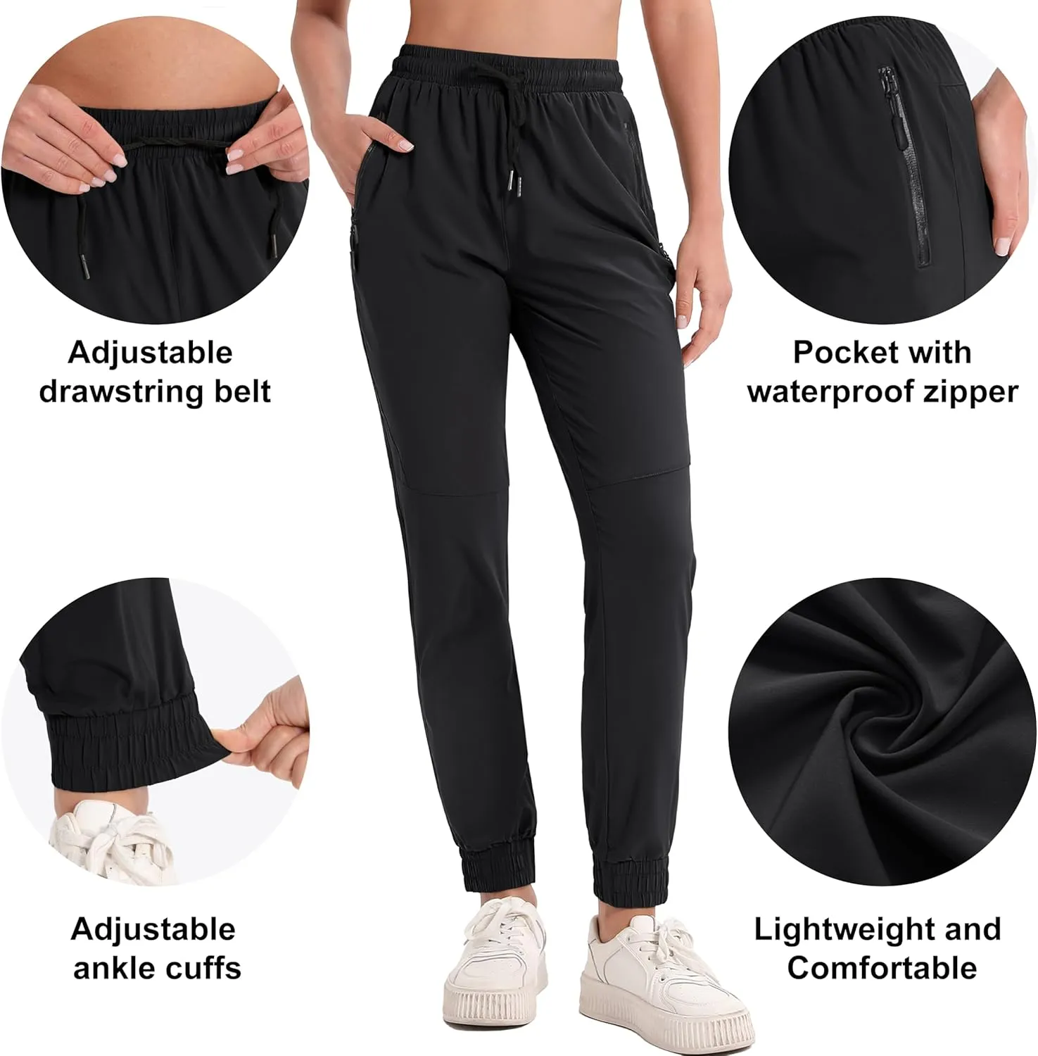MAGCOMSEN Women's Hiking Cargo Joggers Quick Dry Lightweight Water Resistant Running Athletic Pants with 2 Pockets