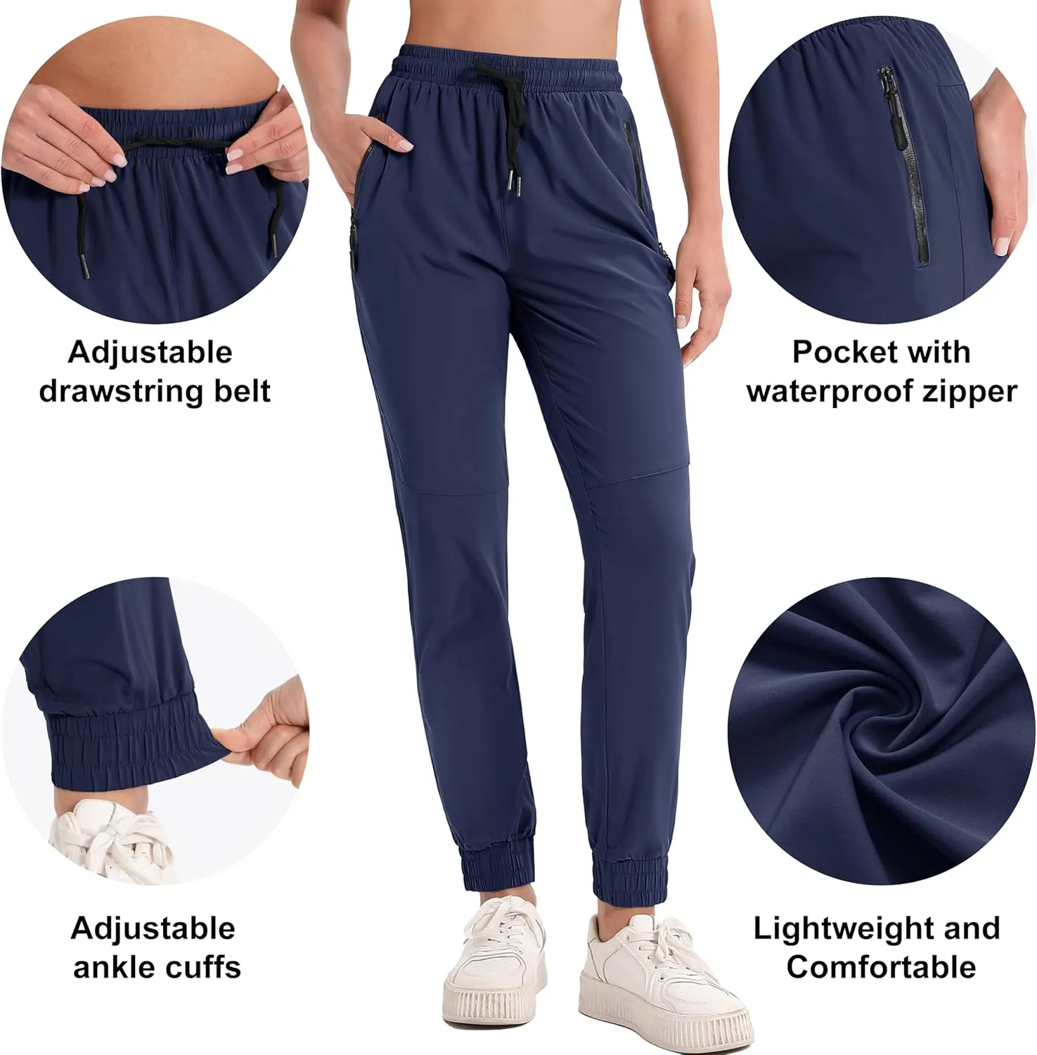 MAGCOMSEN Women's Hiking Cargo Joggers Quick Dry Lightweight Water Resistant Running Athletic Pants with 2 Pockets