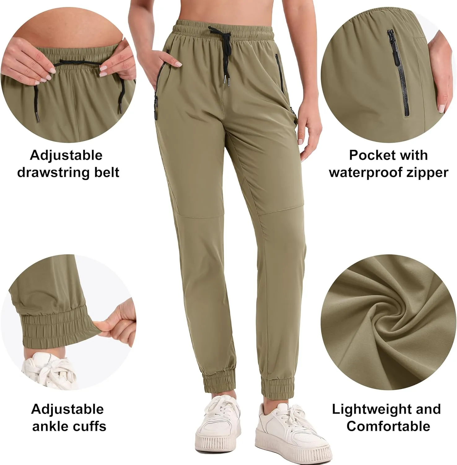 MAGCOMSEN Women's Hiking Cargo Joggers Quick Dry Lightweight Water Resistant Running Athletic Pants with 2 Pockets