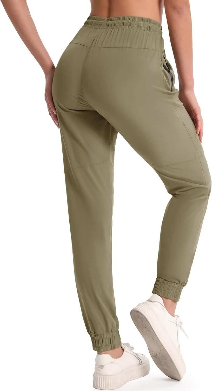 MAGCOMSEN Women's Hiking Cargo Joggers Quick Dry Lightweight Water Resistant Running Athletic Pants with 2 Pockets