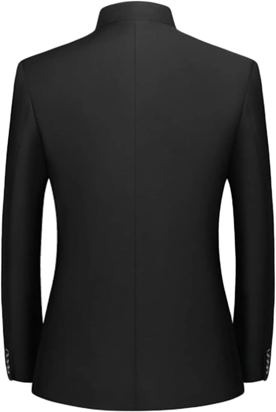 Maiyifu-GJ Men 2 Pieces Chinese Tunic Suit Mandarin Collar Blazer Set Button Jacket Pant Set Traditional Uniform Groom Dress