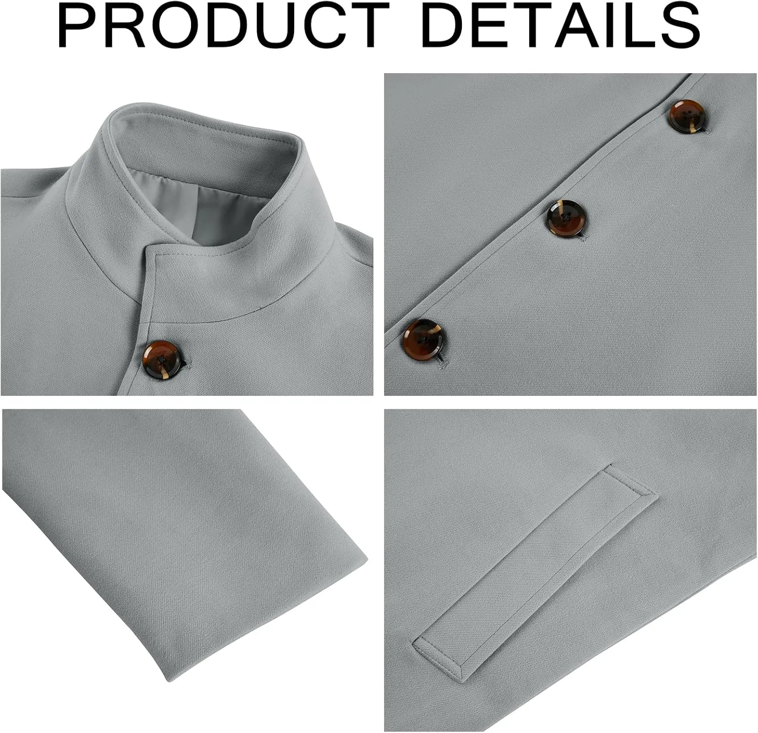 Makkrom Mens Casual Overcoat Winter Single Breasted Stand Collar Peacoat Business Warm Lapel Topcoat