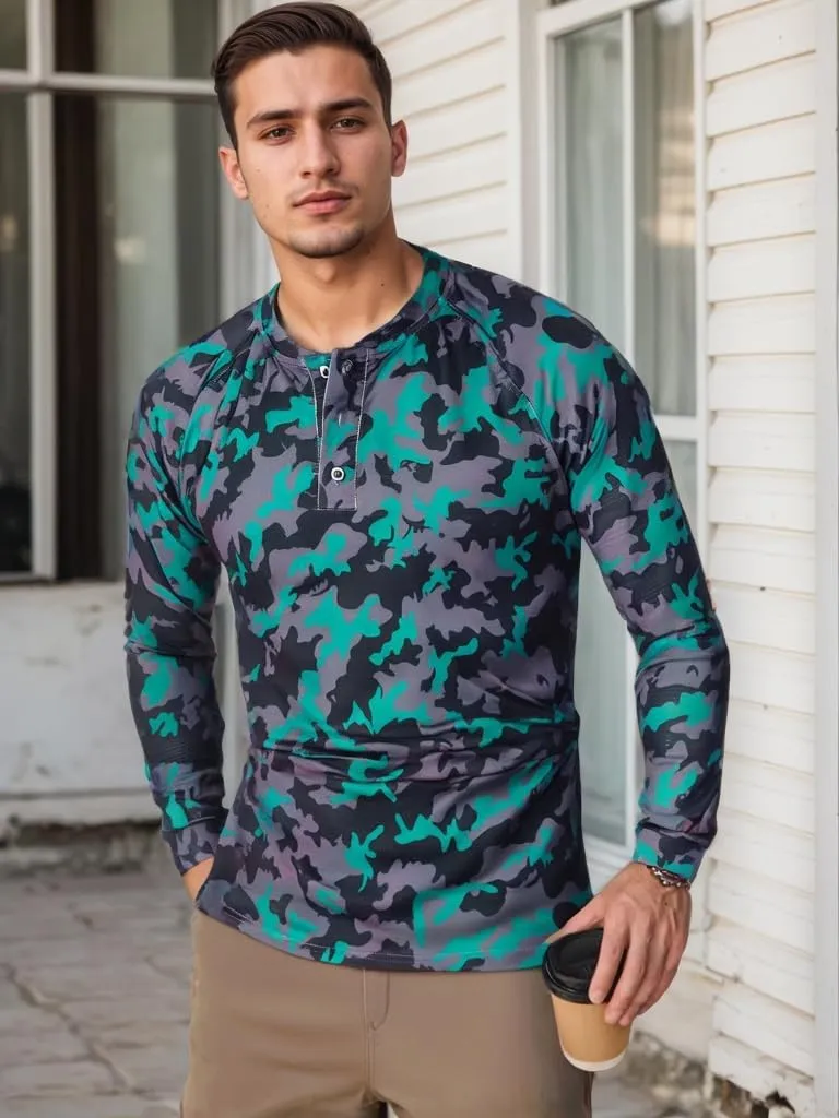 M&F EVENMINE Men's Short/Long Sleeve Shirt Athletic Polo Golf Shirts for Men Collarless Tshirt