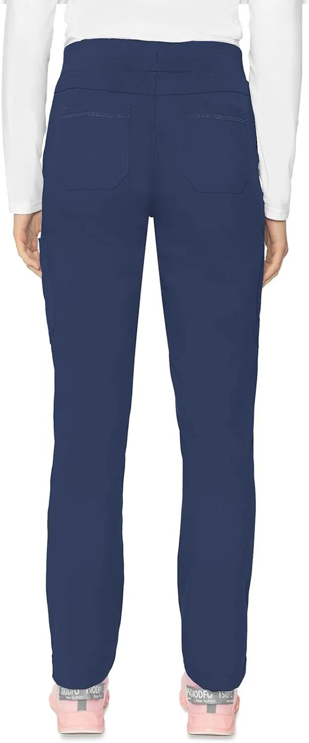 Med Couture Scrub Pants for Women, Jersey Waist Yoga Bottoms, 6 Pockets with Mid Rise Drawstring Waistband - MC7725