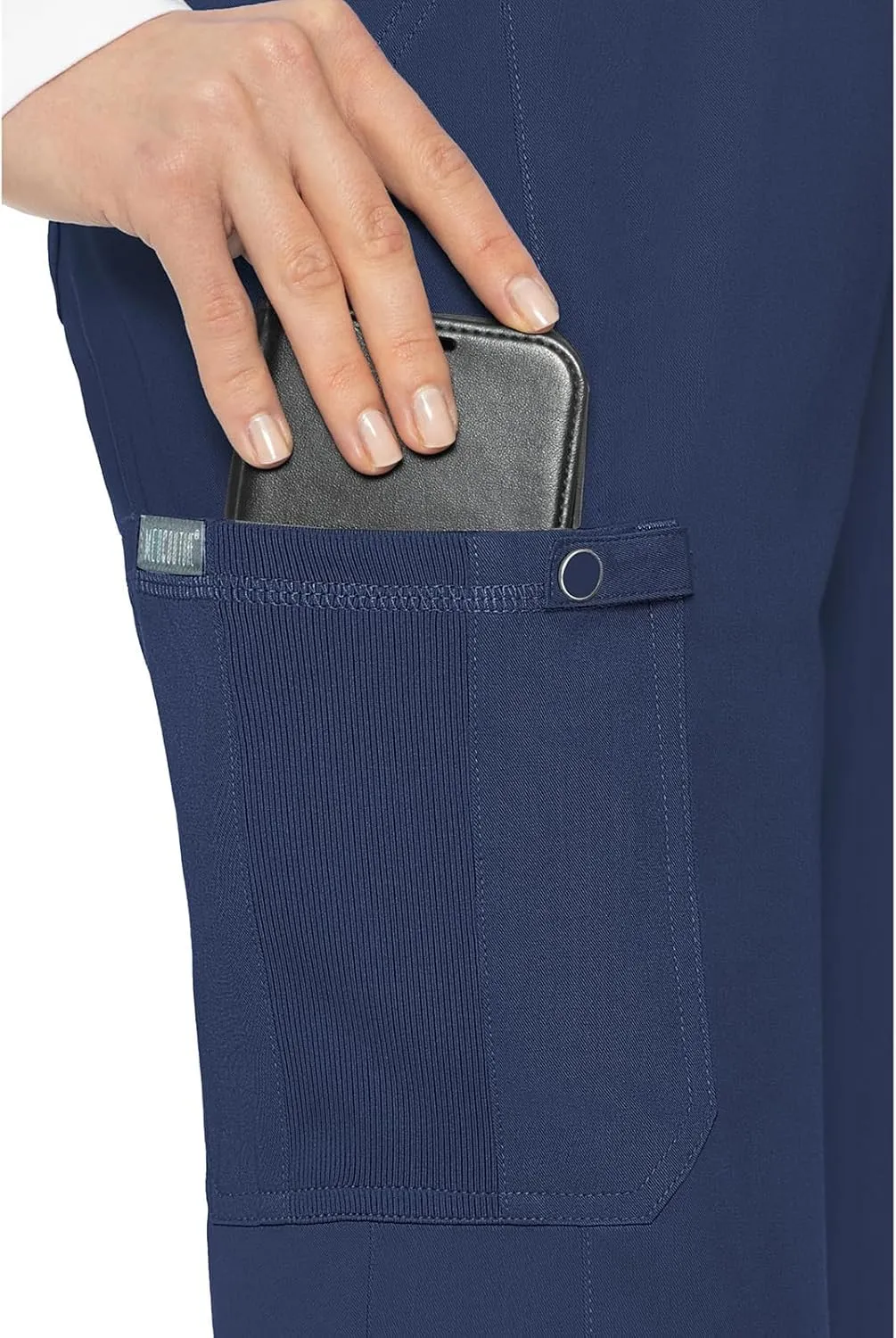 Med Couture Scrub Pants for Women, Jersey Waist Yoga Bottoms, 6 Pockets with Mid Rise Drawstring Waistband - MC7725