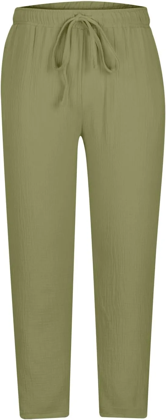 Men Linen Pants Side Zipper Pants Drawstring Tapered Pants Elastic Waist Trousers Losse Fit Summer Pants Dress Pants