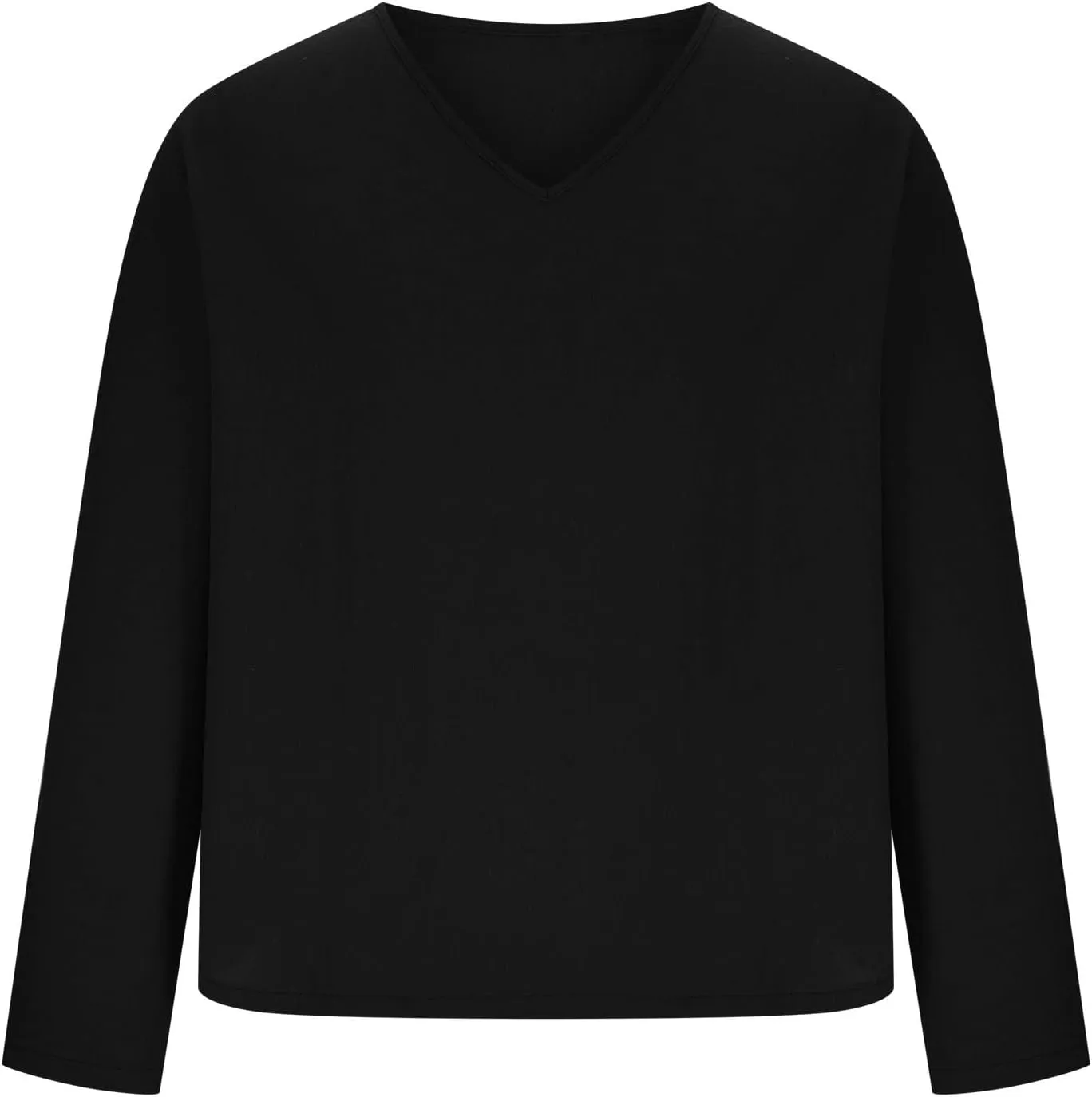 Men Linen Shirts Long Sleeve V Neck Cotton Comfy Spring Tees Shirt Solid Color Loose Fashion Sport 2025 Blouses Tops
