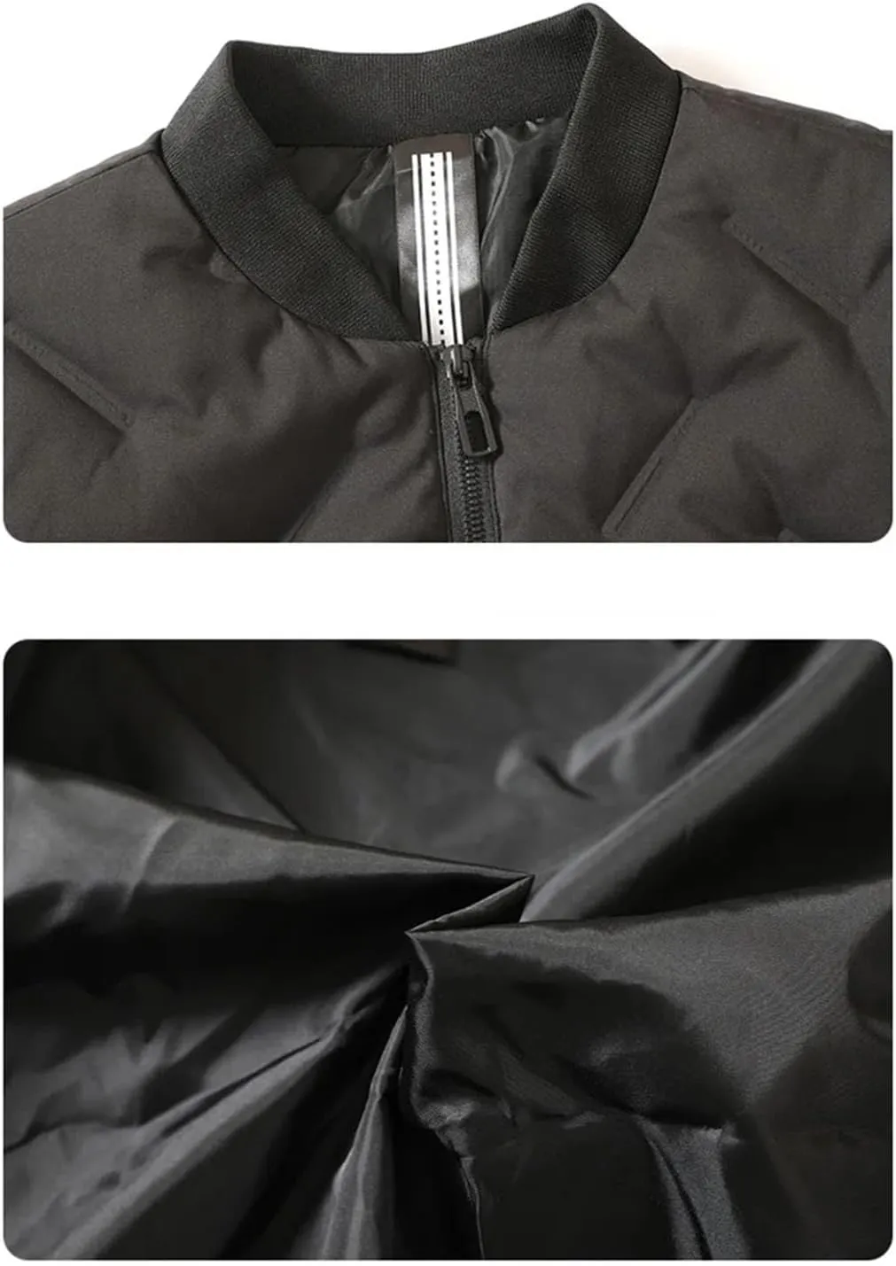 Men Patchwork Mock Neck Zipper Cotton-Padded Casual Pockets Long Sleeve Parka Coat