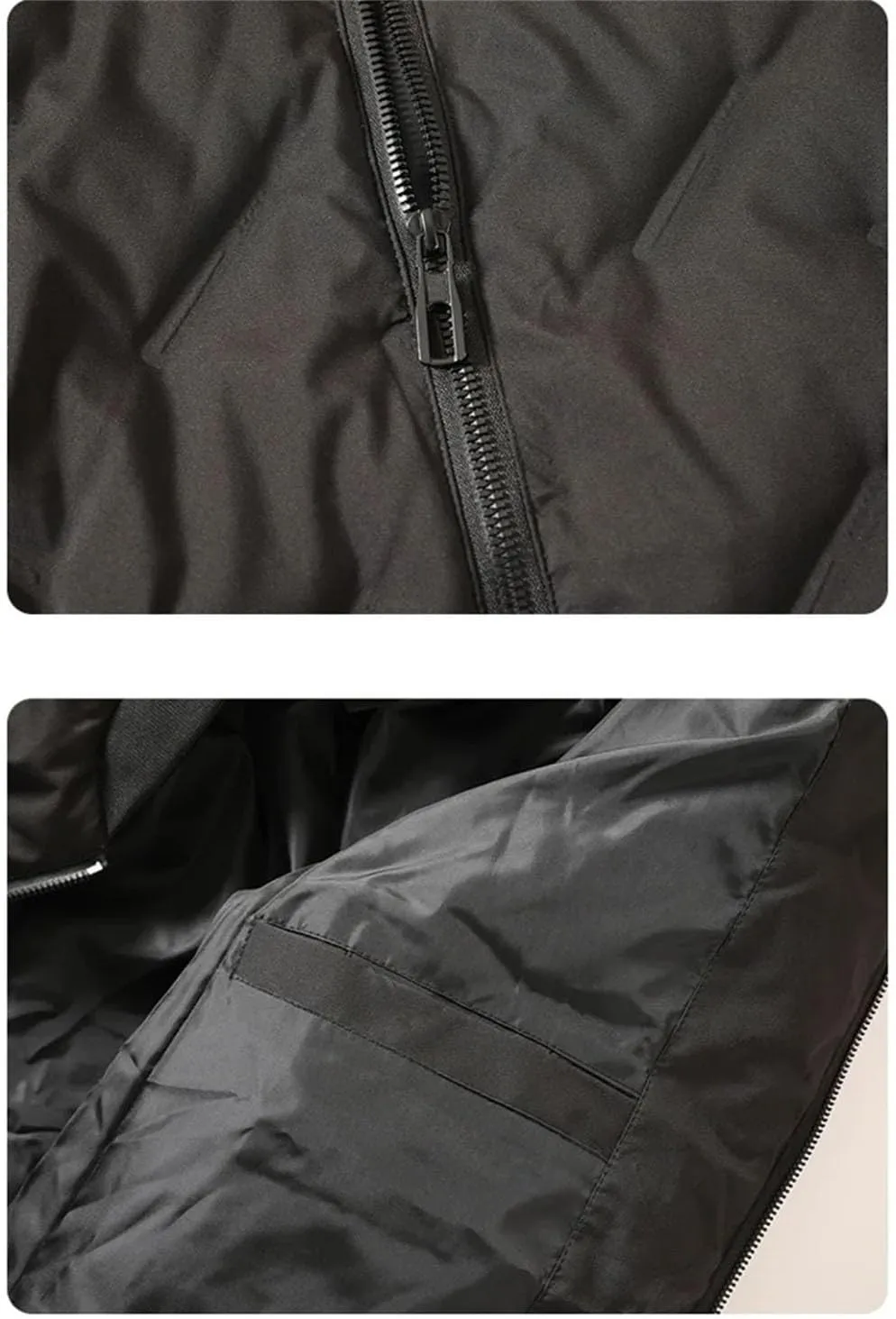 Men Patchwork Mock Neck Zipper Cotton-Padded Casual Pockets Long Sleeve Parka Coat