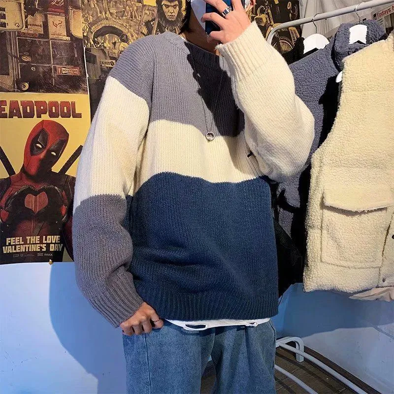 Men Popular Round-Neck Trendy Minimalist  Sweater