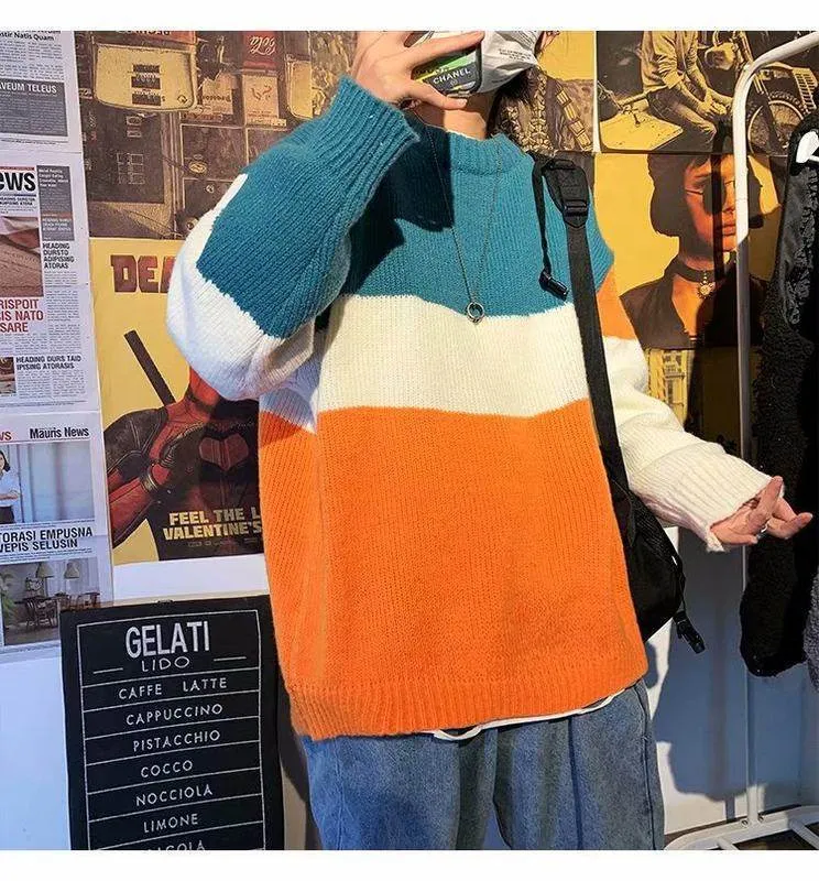 Men Popular Round-Neck Trendy Minimalist  Sweater