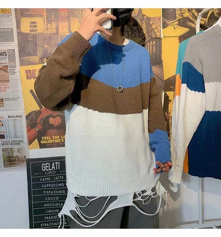 Men Popular Round-Neck Trendy Minimalist  Sweater