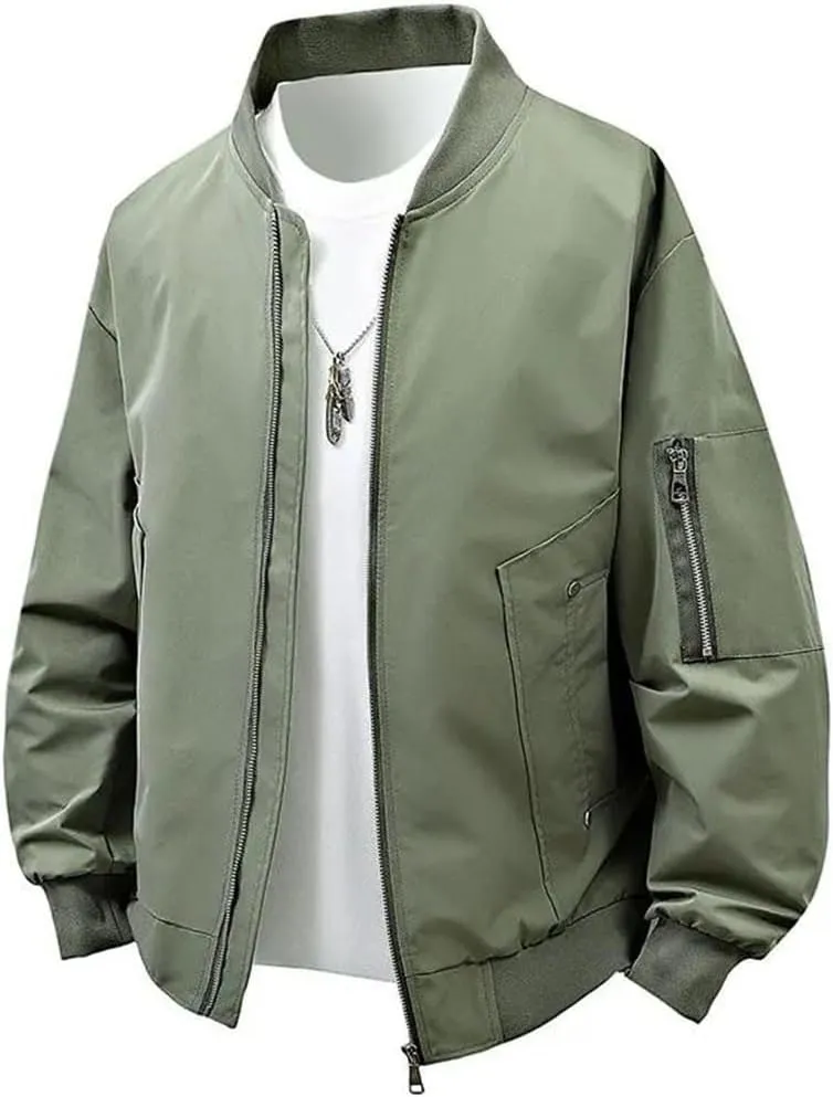 Men Spring Plus Size Baseball Collar Jacket All Uniform Windbreaker Zipper Baseball Coat