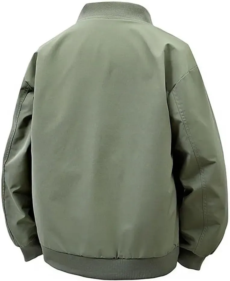 Men Spring Plus Size Baseball Collar Jacket All Uniform Windbreaker Zipper Baseball Coat