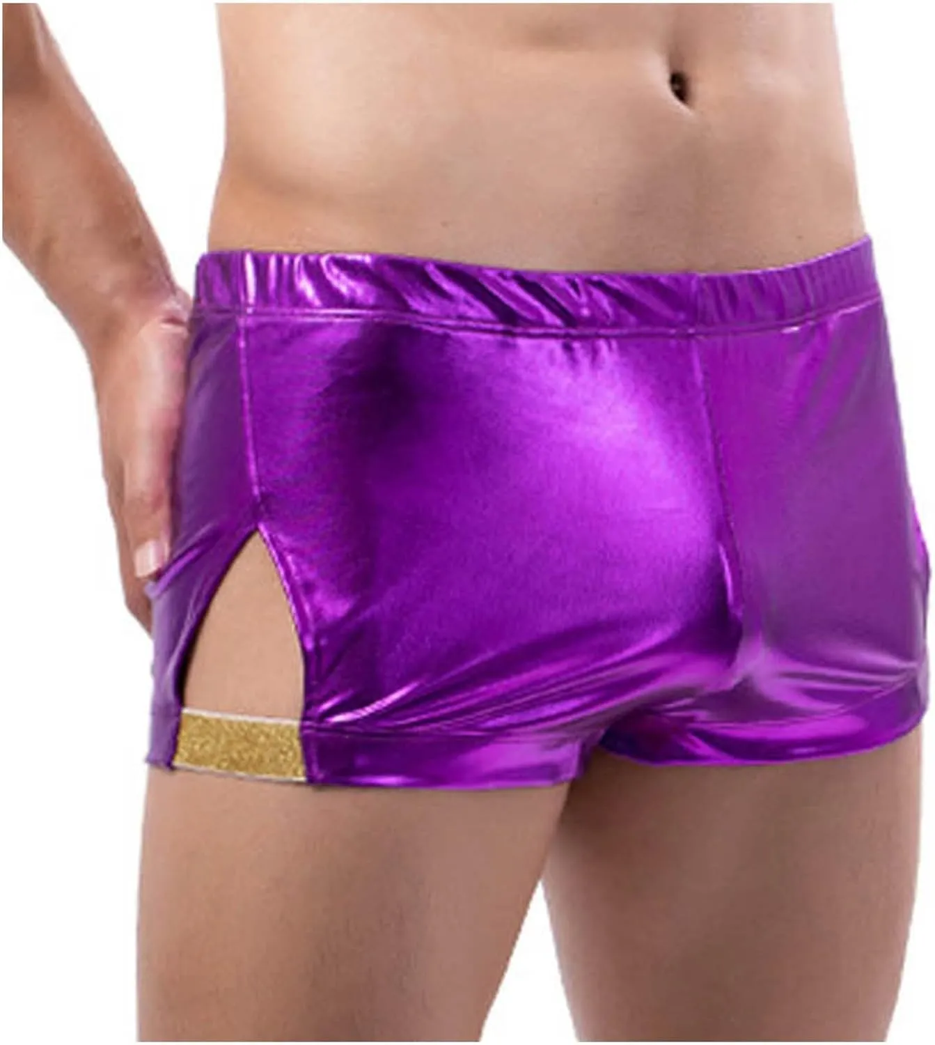 Men Underwear Brief,Shiny Metallic Baggy Beach Pants Drawstring Casual Mens Lingerie Jock Straps for Men