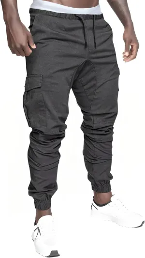 Mens 2023 Fashion Joggers Drawstring Waist Pants Sport Sweatpants Work Sports Loose Fit Hiking Trousers with Pockets