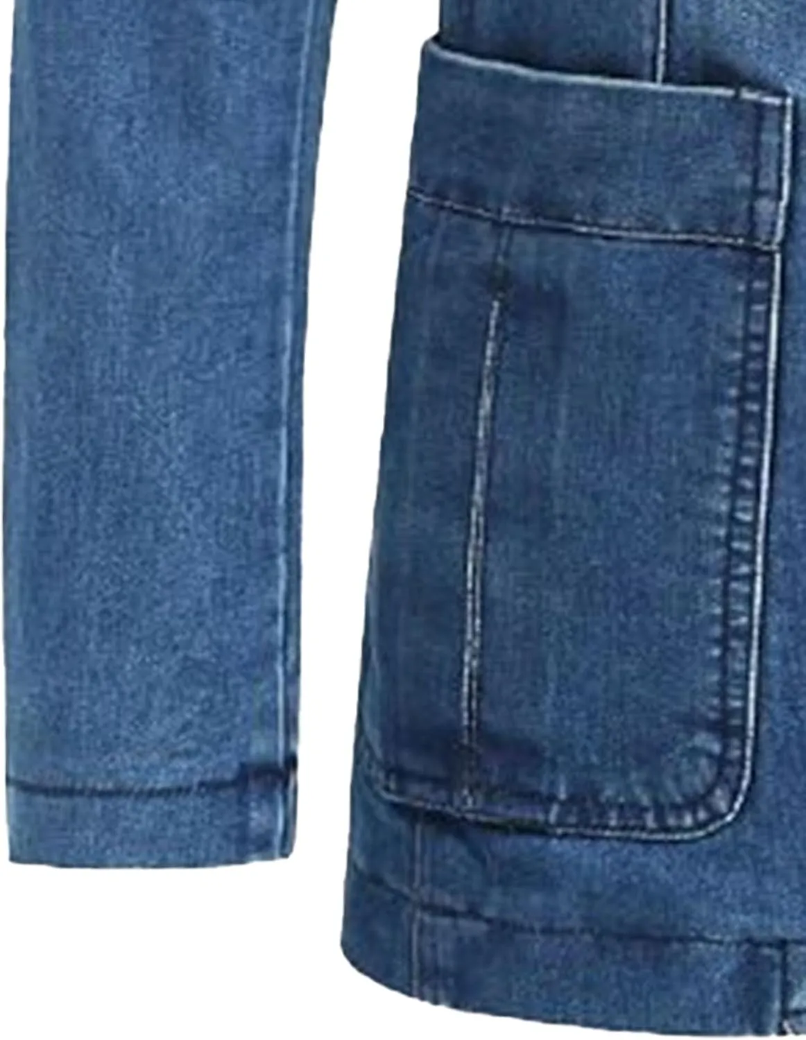 Men's 3 Buttons Denim Blazer Classic Notched Collar Jean Suit Jacket Distressed Casual Denim Jacket with Pockets
