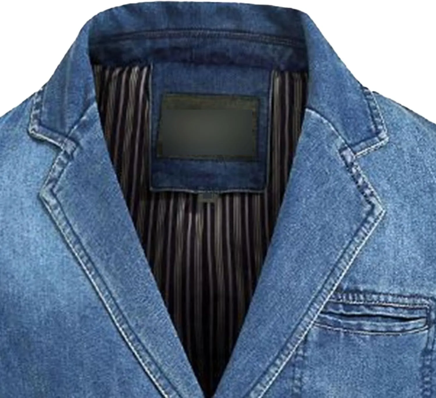 Men's 3 Buttons Denim Blazer Classic Notched Collar Jean Suit Jacket Distressed Casual Denim Jacket with Pockets