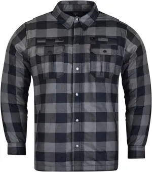 Mens Armored Checkered Flannel Biker Shirt, Multiple Waterproof Storage Pockets CE Approved Armor Reinforced Water Resistant