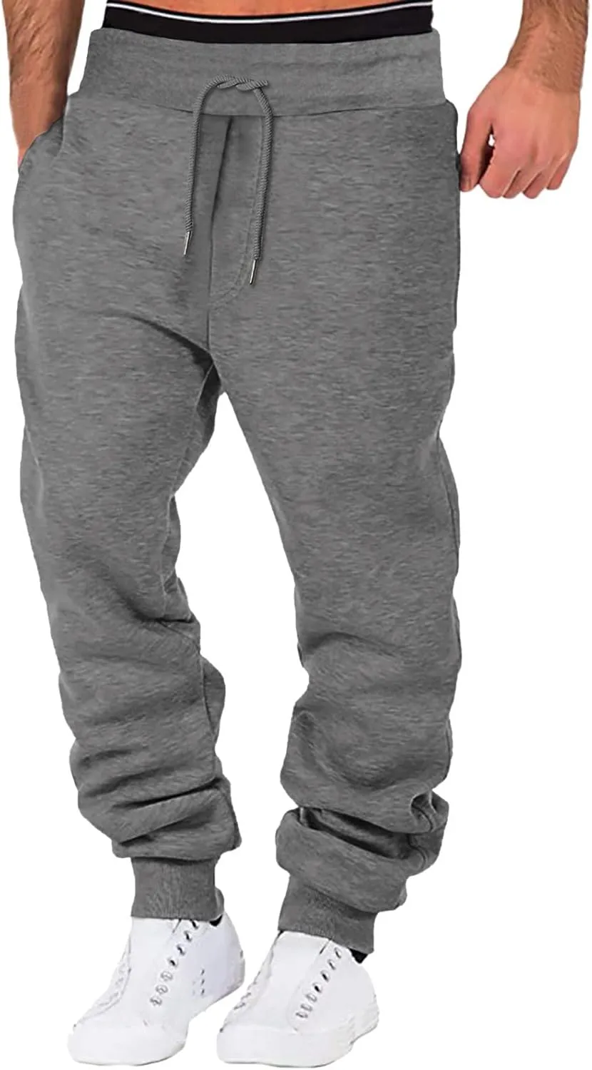 Men's Baggy Sweatpants Drawstring Waist Tapered Leg Joggers Lightweight Workout Lounge Pants with Pockets S-4XL