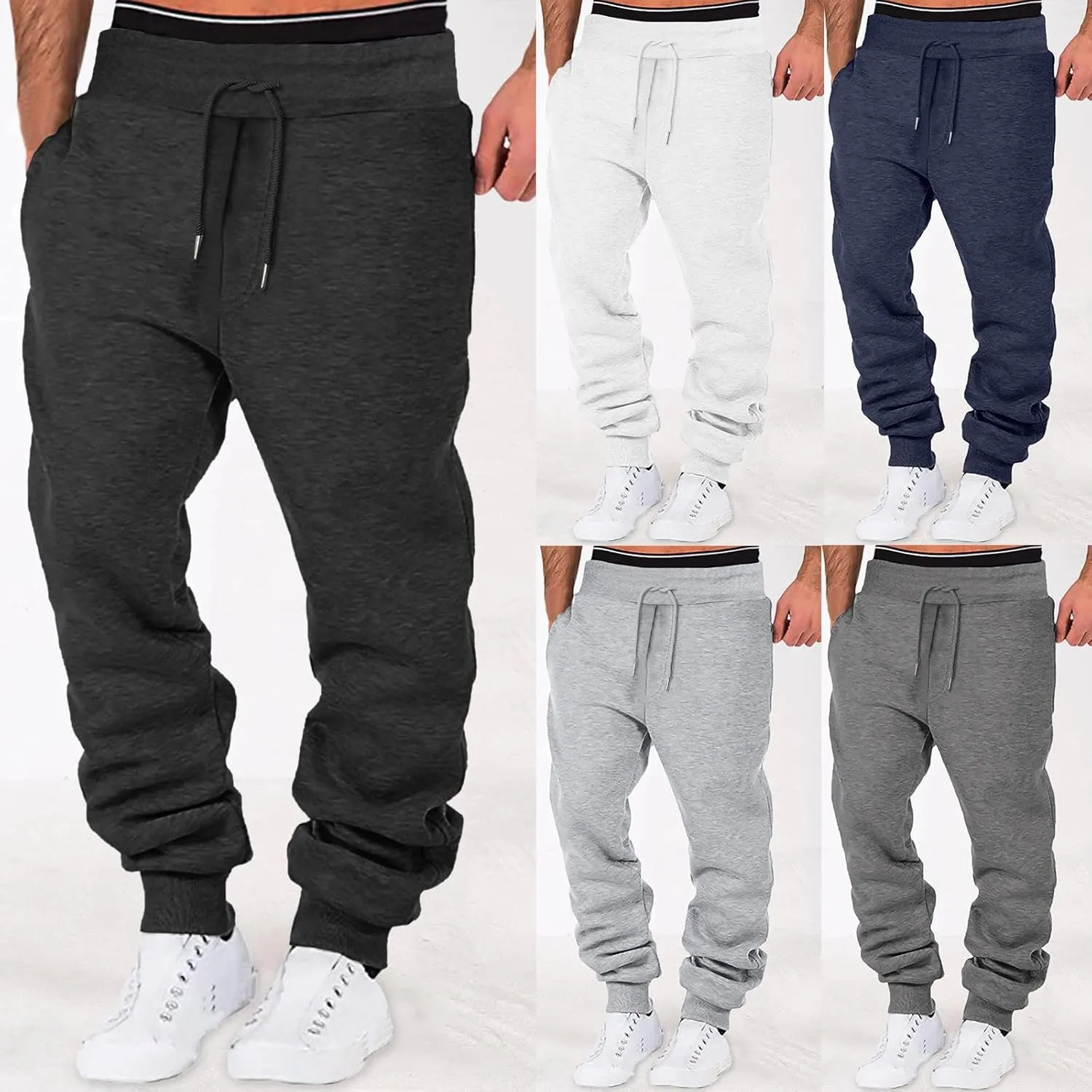 Men's Baggy Sweatpants Drawstring Waist Tapered Leg Joggers Lightweight Workout Lounge Pants with Pockets S-4XL