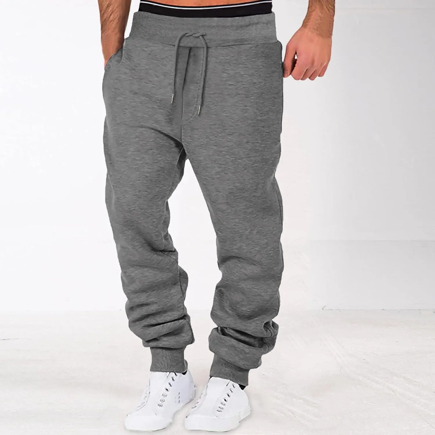 Men's Baggy Sweatpants Drawstring Waist Tapered Leg Joggers Lightweight Workout Lounge Pants with Pockets S-4XL