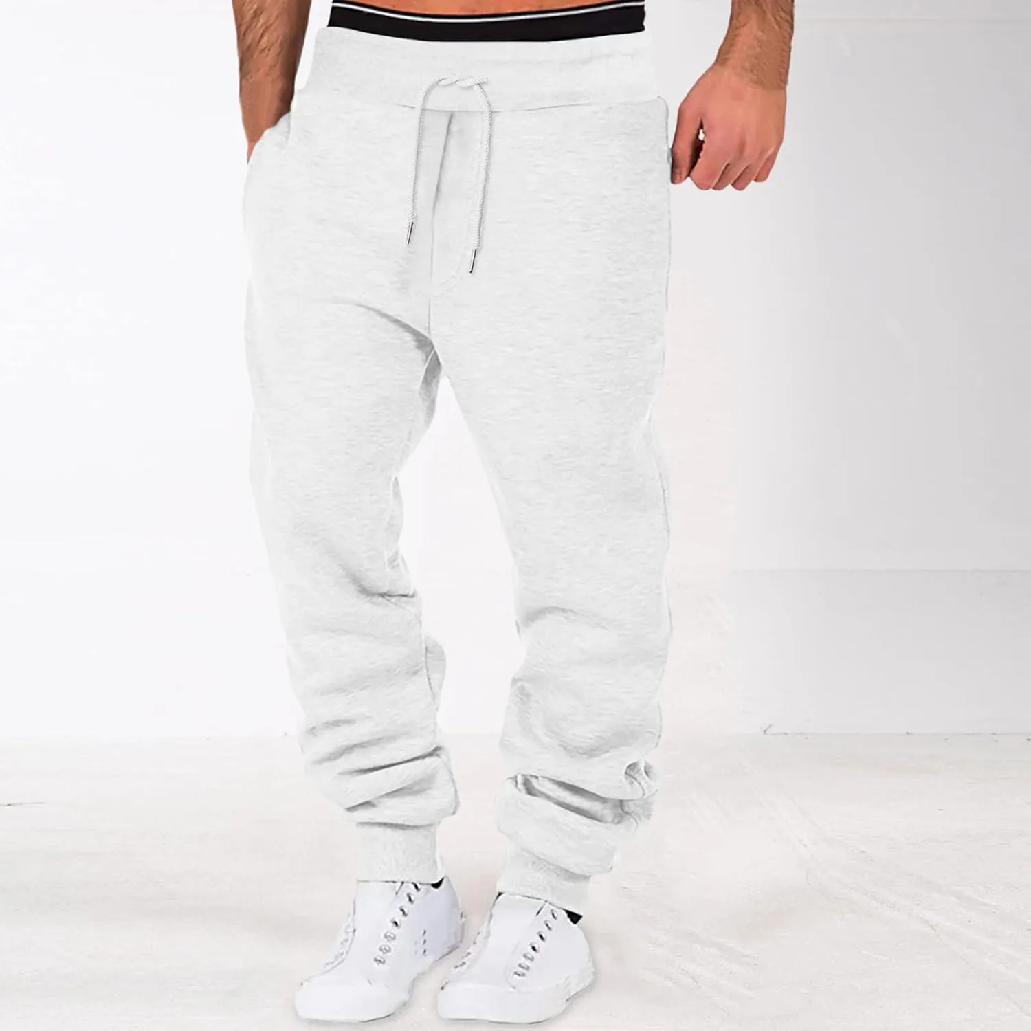Men's Baggy Sweatpants Drawstring Waist Tapered Leg Joggers Lightweight Workout Lounge Pants with Pockets S-4XL