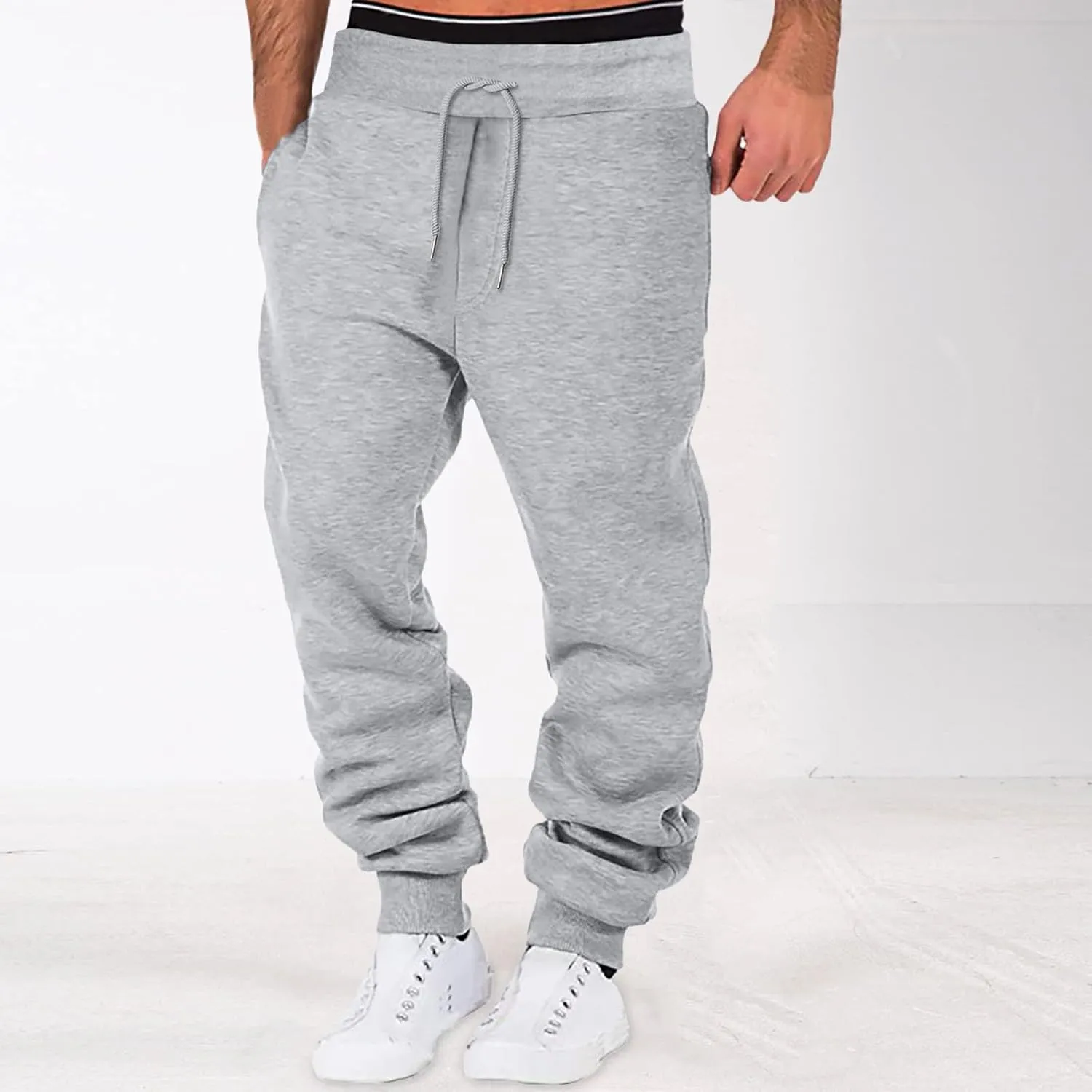 Men's Baggy Sweatpants Drawstring Waist Tapered Leg Joggers Lightweight Workout Lounge Pants with Pockets S-4XL