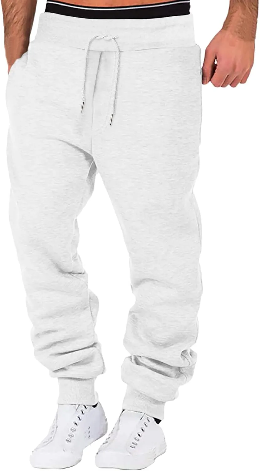 Men's Baggy Sweatpants Drawstring Waist Tapered Leg Joggers Lightweight Workout Lounge Pants with Pockets S-4XL