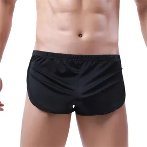 Men's Boxer Underwear Satin Silk Boxer Briefs Sexy Split Side Lounge Shorts Trunks Underpants Pajama Bottoms Swimwear