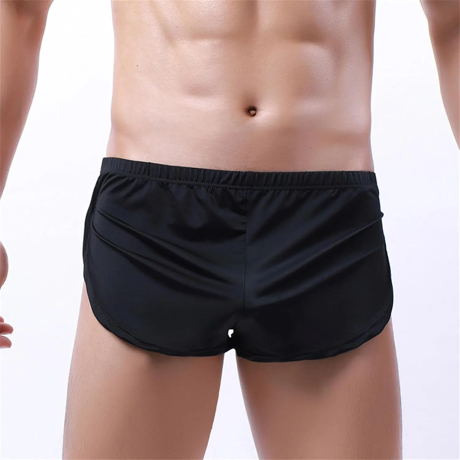 Men's Boxer Underwear Satin Silk Boxer Briefs Sexy Split Side Lounge Shorts Trunks Underpants Pajama Bottoms Swimwear