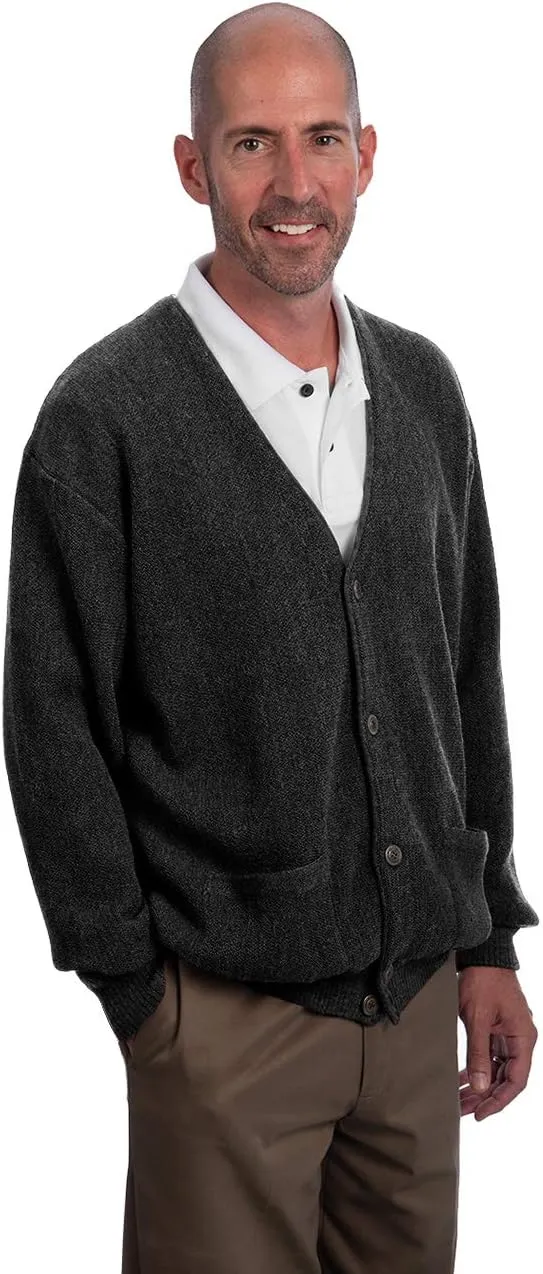Men's Button Down Golf Cardigan Sweater with Pockets - 100% Alpaca Wool