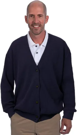 Men's Button Down Golf Cardigan Sweater with Pockets - 100% Alpaca Wool