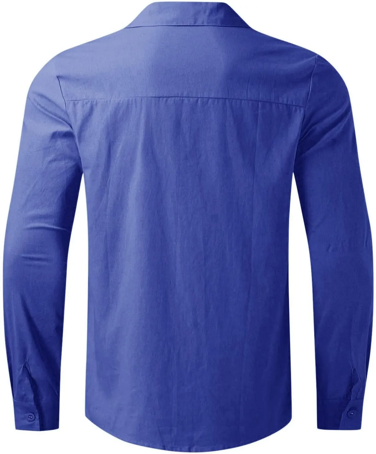Mens Button up Shirts Long Sleeve Cotton Linen Solid Clothes Hawaiian Beach Tops Lightweight Relaxed Fit