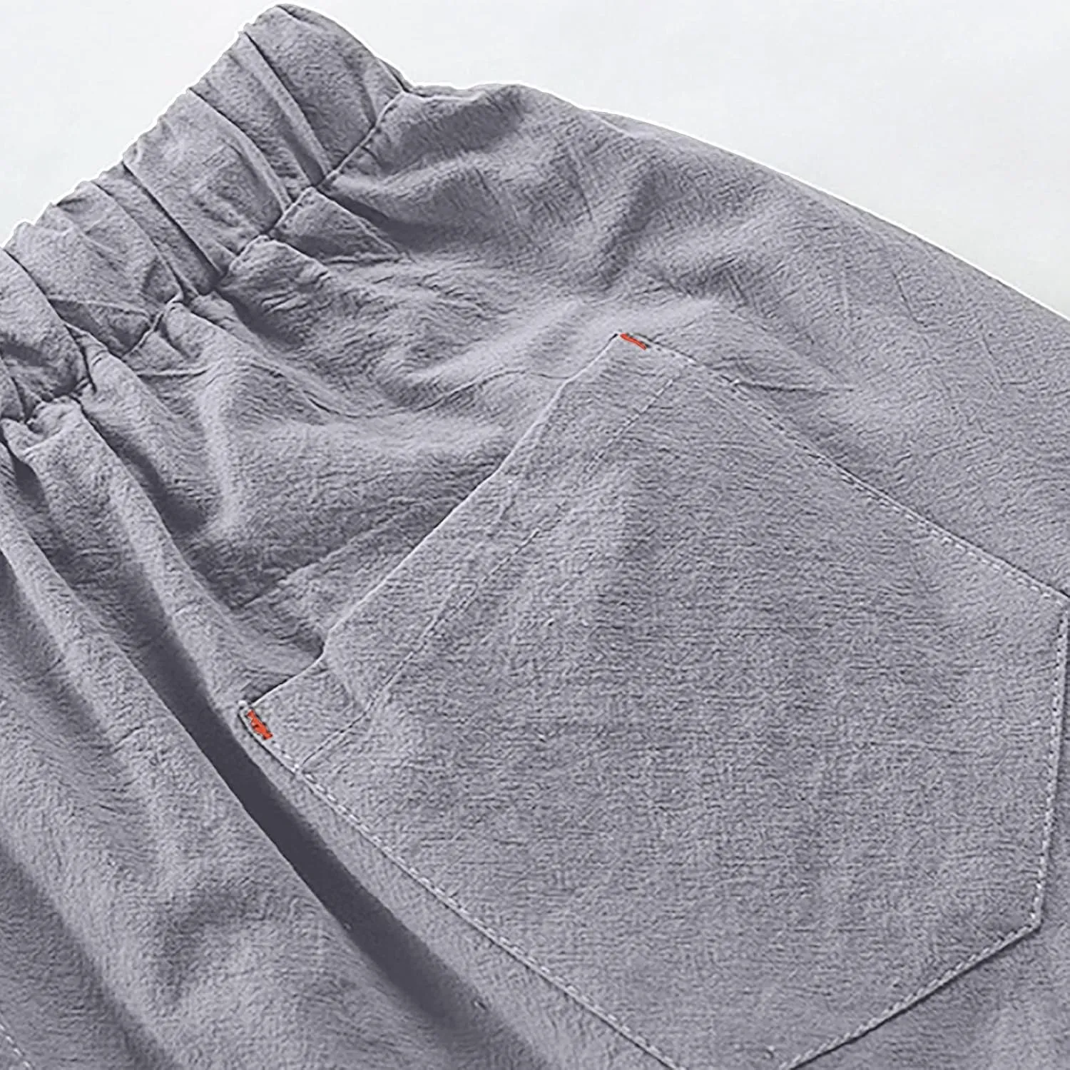 Mens Cargo Capris Pants Men's 3/4 Length Trousers Joggers Cotton Linen Cropped Sweatpants Drawstring Leggings