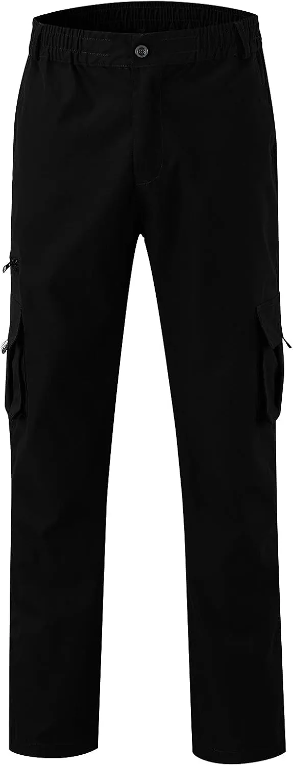 Mens Cargo Pants, Fleece Casual Cotton Jogger Multi Pockets Outdoor Sports Hiking Work Sweatpants, Capris Pants for Men
