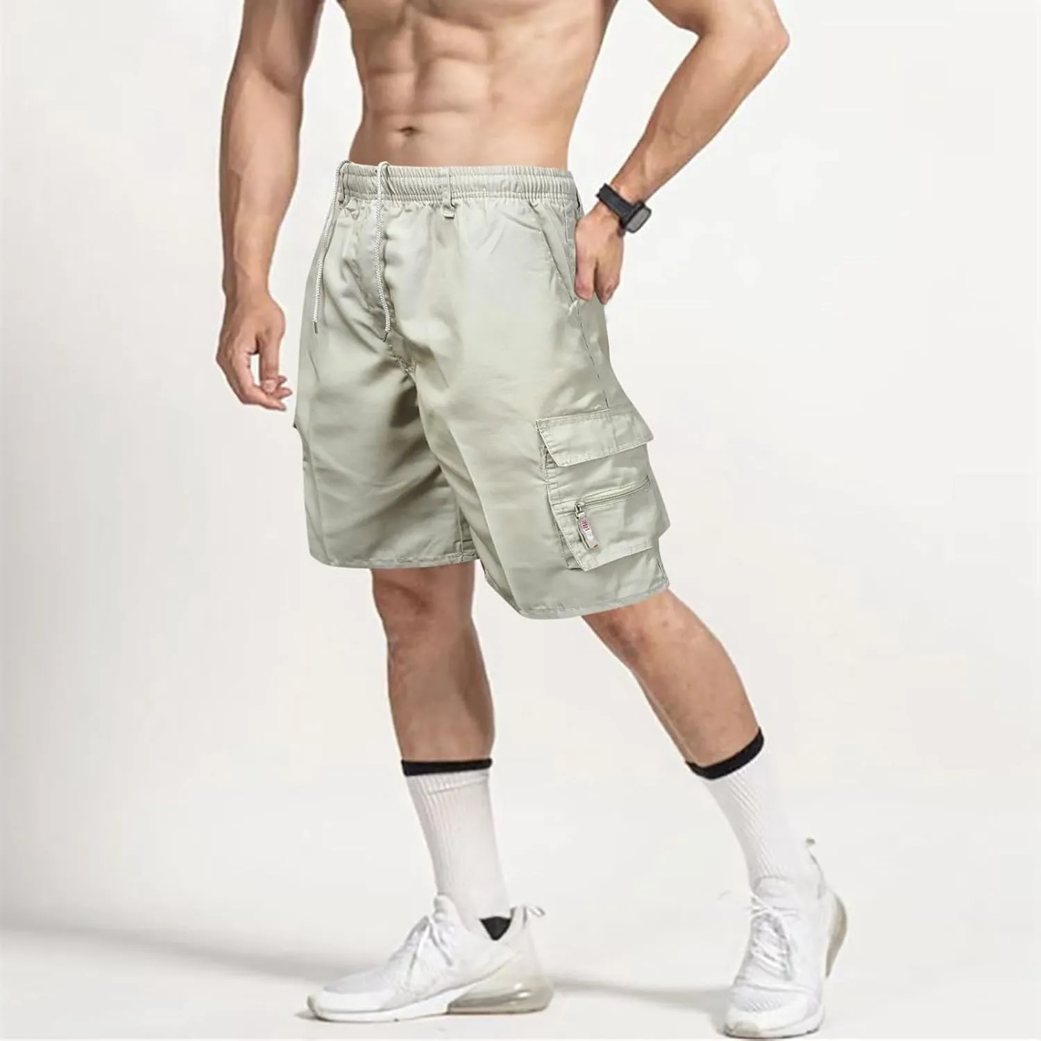 Men's Cargo Shorts Casual Stretchy Relaxed Loose Fit Camping Pants Regular Lightweight Outdoor Hiking Shorts with 6 Pockets