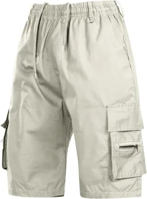 Men's Cargo Shorts Casual Stretchy Relaxed Loose Fit Camping Pants Regular Lightweight Outdoor Hiking Shorts with 6 Pockets