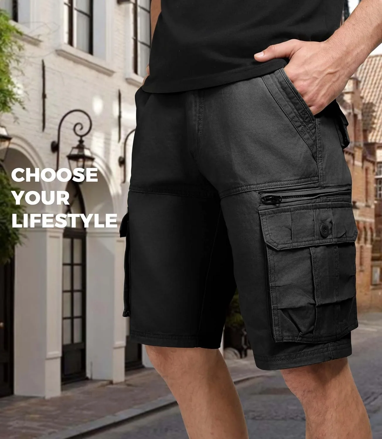 Mens Cargo Shorts Classic Fit Lightweight Ripstop Pants Hiking Outdoor Work Short Trousers with Multi Pocket