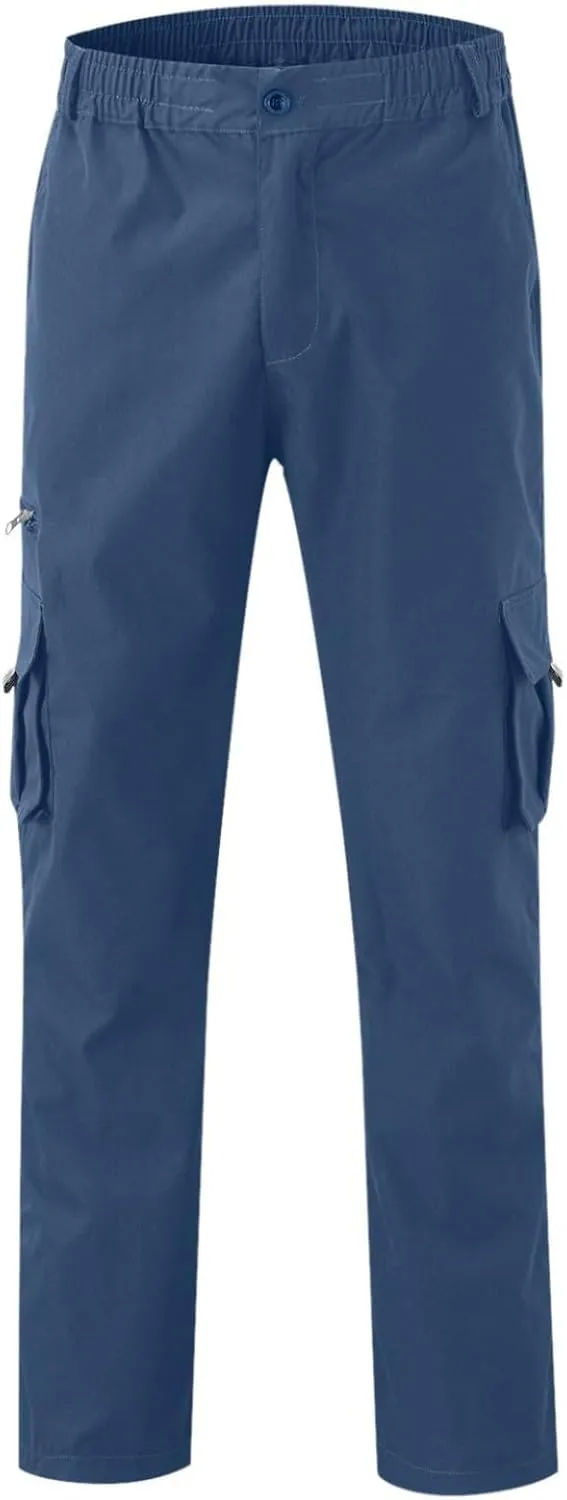 Men's Cargo Work Pants, Straight Leg Zipper Joggers Pants, Sports Fitness Casual Tactical Trousers with Muilt Pockets