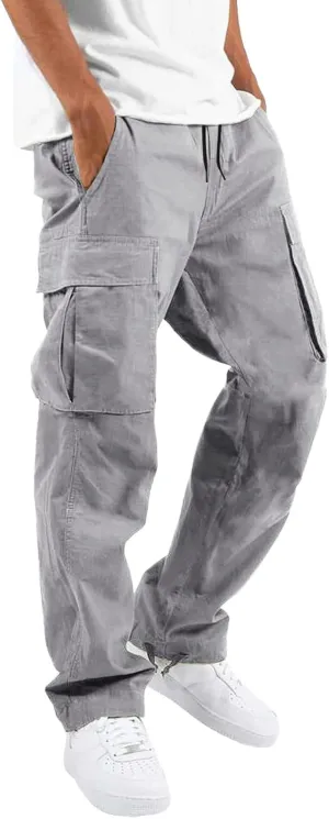 Men's Casual Cargo Pants Loose Loose Fit Hiking Trousers Athletic Pants Outdoor Wearing Pants with Pockets Joggers