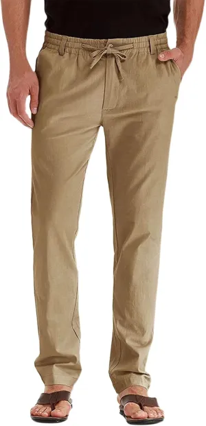 Men's Casual Pants, Waffle Linen Pants, Lightweight Sweatpants Open Bottom Lounge Joggers, Loose Fit Beach Summer Pants
