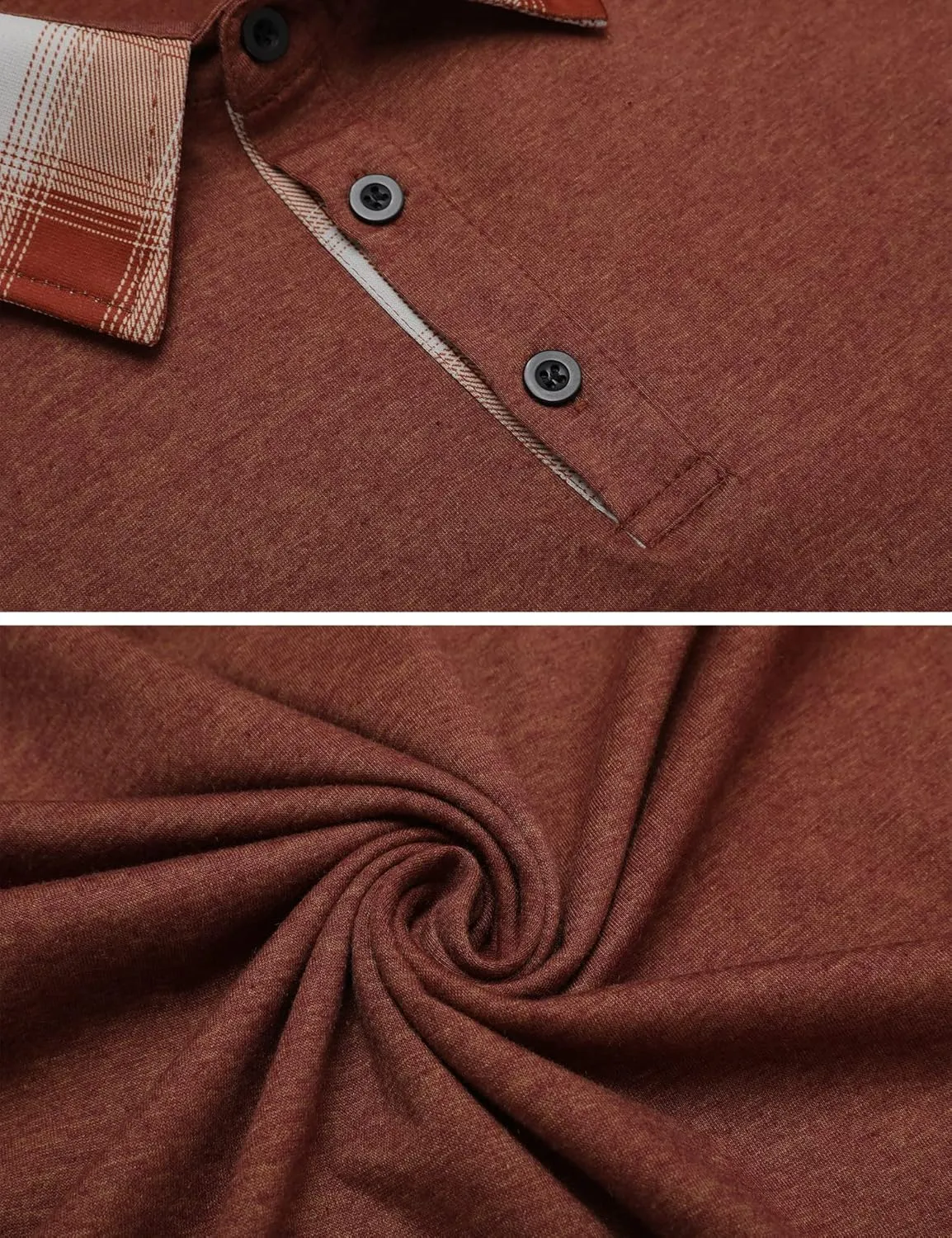 Men's Casual Short Sleeve Polo Shirt Classic Plaid Collar Slim Fit T-Shirt