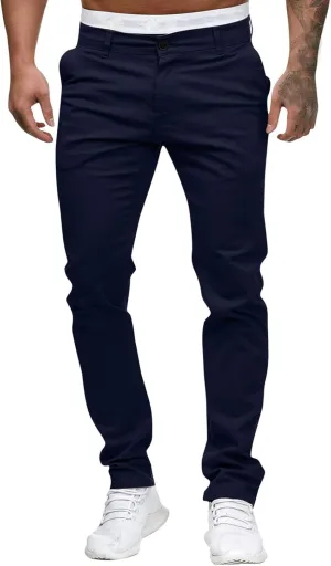 Men's Casual Slim Pants Solid Color Mid Trousers Fashion Joggers Sports Pants Hiking Trousers Gym Sweatpants