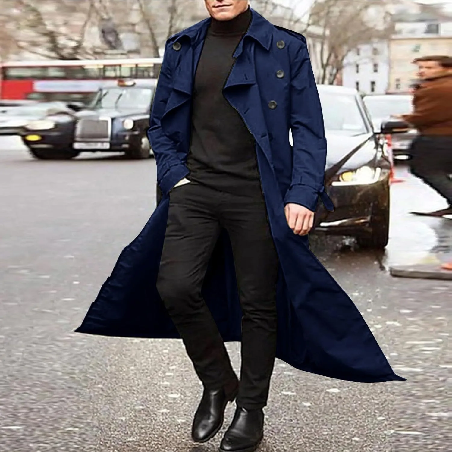 Mens Coats and Jackets Long-Slevee Luxury Full Length Trench Coat Long Wool Overcoat Winter Jackets for Men