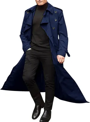 Mens Coats and Jackets Long-Slevee Luxury Full Length Trench Coat Long Wool Overcoat Winter Jackets for Men