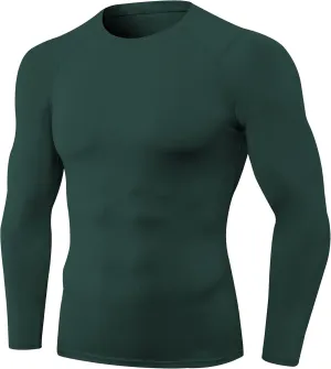 Men's Compression Long Sleeve Shirts, Cool Dry Sport Workout Underwear Shirt Athletic Baselayer Running Tops 1/2 Pack