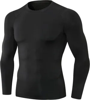 Men's Compression Long Sleeve Shirts, Cool Dry Sport Workout Underwear Shirt Athletic Baselayer Running Tops 1/2 Pack