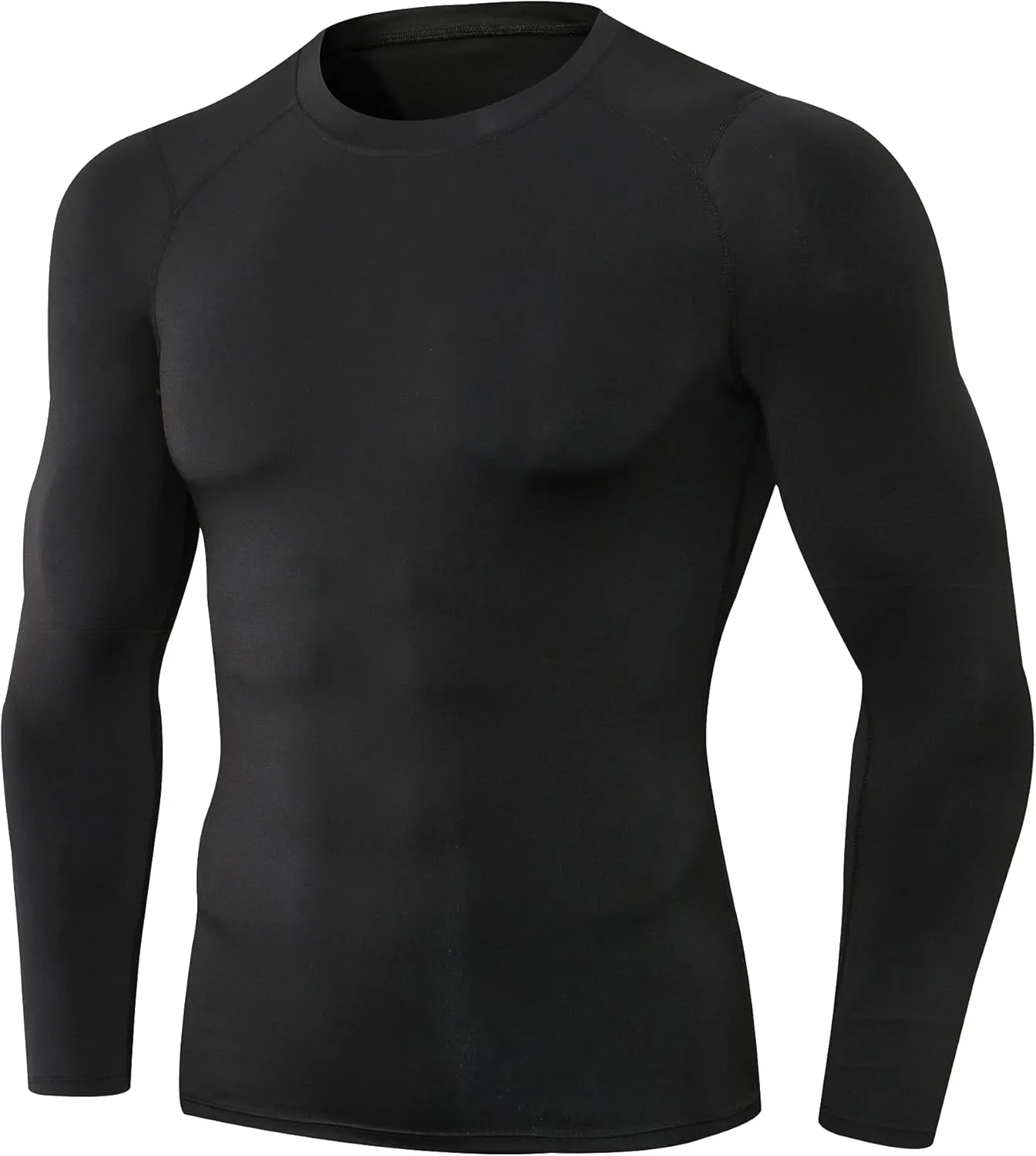 Men's Compression Long Sleeve Shirts, Cool Dry Sport Workout Underwear Shirt Athletic Baselayer Running Tops 1/2 Pack